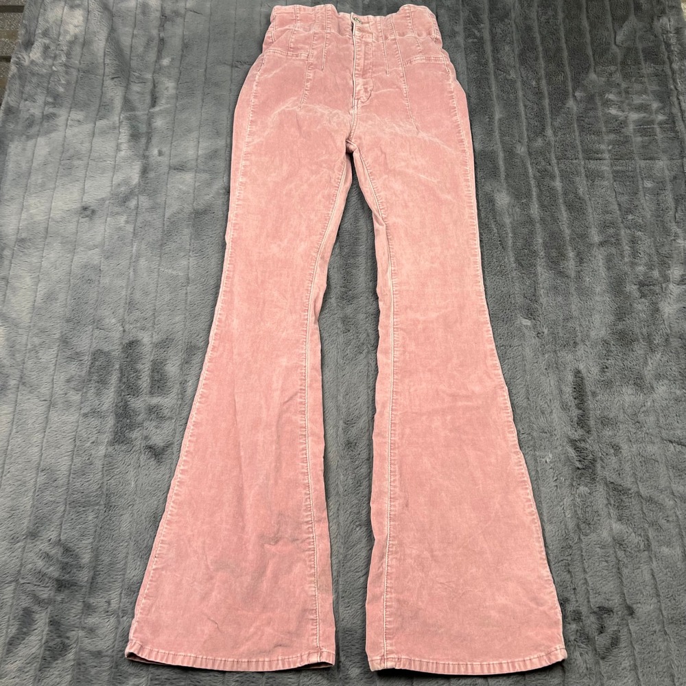 We The Free People Pink Corduroy Flare Pants High Rise Bell Bottoms Size 26